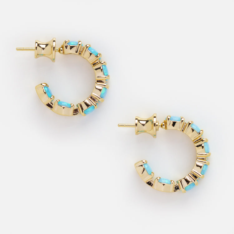 Color Enhanced Fancy Diamond Huggie Hoop Earrings 14K Yellow Gold
